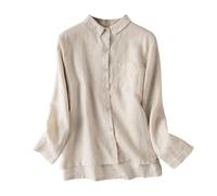 Générique Chemisier Coton Lin pour Femmes Vetement en Lin Chemise en Coton Haut Femme Aspect Naturel, Coupe Fluide Intemporelle, Se Marie avec Tous Les Bas De Votre Garde Robe Chemise Longue Femme