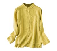 Générique Chemisier Coton Lin pour Femmes Vetement en Lin Chemise en Coton Haut Femme Aspect Naturel, Coupe Fluide Intemporelle, Se Marie avec Tous Les Bas De Votre Garde Robe Chemise Longue Femme