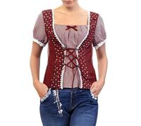 Générique Chemisier de Dirndl pour Femme Traditionnel Oktoberfest Dentelle Gilet Corset LéGant Col V Crop Tops Shirt Festival Quotidien Carnaval FêTe Vetement