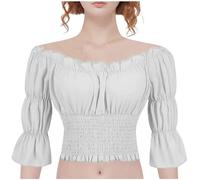 Générique Chemisier Dirndl Femme Oktoberfest Costume Bavarois XXL Chemise Vintage Femme Dirndl Sexy Ensemble Oktoberfest Fete Deguisement Qui Fait Rire Chemisier Blanc Manches Bouffantes