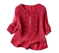 Générique Chemisier Femme Blouse Femme Chemise Lin Manches Courtes Haut Simili Lin Coupe Ample Et Fluide, Tissu Thermorégulateur, Garde Au Frais en Été Au Chaud en Mi Saison Blouse Longue Jean