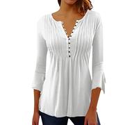 Générique Chemisier Femme Chic Et Élégant,Dentelle à Volants Haut Sweatshirts T-Shirt Ample À Manches Longues Et Col en V pour Femme