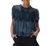 Générique Chemisier Femme Élégant en Velours et Dentelle Col Rond Chemisier Brillante Chemises Manche Longue Blouse Chic Élégant Printemps T Shirt Glitter Soirée Tunique Tops Tenue de Fete