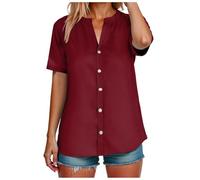 Générique Chemisier Femme Lin Chemise Cintrée Femme Femmes Chemises Manche Courte Chemise Lin Haut en Simili Infroissable, Pratique pour, Reste Impeccable sans Repassage, De Temps Chemises en