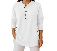 Générique Chemisier Grande en Confortable à Manches Longues avec Col Boutonné pour Une Élégante et Décontractée (White, L)