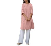 Générique Chemisier Pull à Manches mi-Longues en mélange de mélanges, Boutonnage Brandebourg, Chemise Longue décontractée et élégante (M)