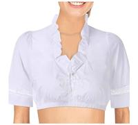 Générique Chemisier Traditionnel pour Femme Blouse Traditionnelle Dentelle Gilet Oktoberfest Col en V Blanc Lingerie Manches Mi-Longues Festival Outfit Bavarois Haut