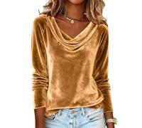 Générique Chemisier Traditionnel pour Femme Haut Carnaval Pull Femme Sweat Ajusté Col Rond Blouses Polyvalent Velours Chemisier Élégant Vintage Chemisiers pour Les Dîners