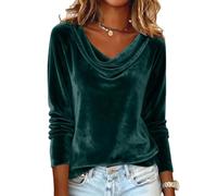 Générique Chemisier Traditionnel pour Femme Haut Carnaval Pull Femme Sweat Ajusté Col Rond Blouses Polyvalent Velours Chemisier Élégant Vintage Chemisiers pour Les Dîners
