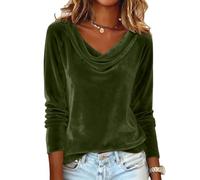 Générique Chemisier Traditionnel pour Femme Haut Carnaval Pull Femme Sweat Ajusté Col Rond Blouses Polyvalent Velours Chemisier Élégant Vintage Chemisiers pour Les Dîners
