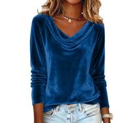 Générique Chemisier Traditionnel pour Femme Haut Carnaval Pull Femme Sweat Ajusté Col Rond Blouses Polyvalent Velours Chemisier Élégant Vintage Chemisiers pour Les Dîners