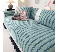 Générique Chenille Art Corrugated Breathable Non-Slip Couch Cover, Couch Covers for Dogs Washable Non-Slip Sofa Slipcover Chenille Covers for Pets Living Room Furniture Protector (Blue,43.3 * 70.8in)