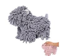 Générique Chenille Towel Ball Dog, Cute Puppy Chenille Hand Towel, Fluffy Soft Absorbent, Can Be Hung/Stood, for Bathroom/Kitchen Countertops (Gray)