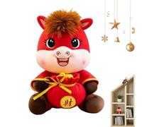 Générique Cheval en Peluche - Cheval du Nouvel an Lunaire en Peluche | Mascotte Cartoon Dieu De La Richesse 2026 pour Décor Table De Chevet Nursery Fête Canapé Cadeau