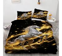 Générique Cheval Housse de Couette 140 x 200 cm Animal 3D Parure de Lit 1 Personnes Doux Microfibre Douce avec Fermeture éclair et métal 2 Taies d'oreiller 50x75 cm 14yf