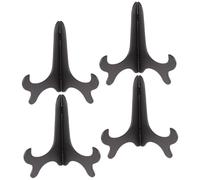 Générique Chevalet Porte Assiette en Plastique Noir Portable, Lot de 4 Pièces, Support Stable pour Photos et Cartes, pour Hôtel ou Bureau