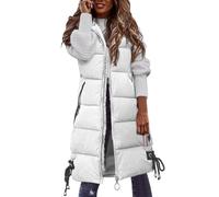 Générique Chevaux Fille Women Casual Solid Coat Vest Zipper Pocket Loose Sleeveless Jacket Long Coat Bijoux Chevaux (White, S)