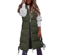 Générique Chevaux Fille Women Casual Solid Coat Vest Zipper Pocket Loose Sleeveless Jacket Long Coat Bijoux Chevaux (Green, S)