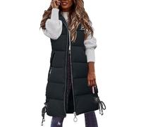 Générique Chevaux Fille Women Casual Solid Coat Vest Zipper Pocket Loose Sleeveless Jacket Long Coat Bijoux Chevaux (Black, XXXXL)