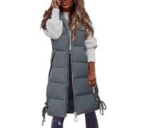 Générique Chevaux Fille Women Casual Solid Coat Vest Zipper Pocket Loose Sleeveless Jacket Long Coat Bijoux Chevaux (Grey, S)