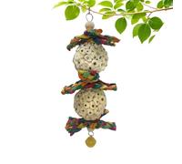 Générique Chew Safe Toy, Hanging Wooden Shredder Playset, 3.94x7.09 inches Ball with Bell Action, Natural Wood Activity Toy, Beak Care with Rustic Design, Bird Enrichment for Cage Training