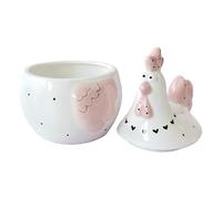 Générique Chicken Shaped Ceramic Storage Jar - Airtight Decorative Kitchen Container With Lid | Egg Candy Jewelry Organizer, Farmhouse Home Decor Box