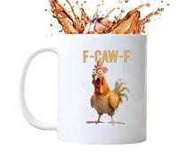Générique Chicken Tea Mug - 11oz Rooster Theme Ceramic Hot Cold Cup | Chicken Mug Cup | For Office School Apartment Cafe College Dorm Living Room Bedroom Kitchen, Fun Prank Coffee Cúp, F-Caw-F