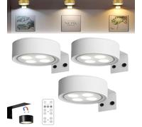 Générique Chiclify Picture Lights for Wall, No Drilling Magnetic Battery Operated Picture Lights, with 3 Color Temps & Remote, Adjustable Brightness &Timer Wall Art Light (3-color,3*White)