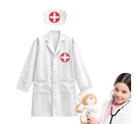 Générique Children Doctor Costume - Role Play Kids Outfit, Realistic Medical Professional Uniform with Detailed Accessory Pockets, Soft Machine Washable Fabric, Ideal for Career Day and Halloween