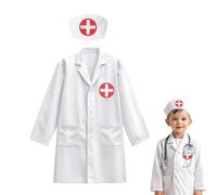Générique Children Doctor Costume - Role Play Kids Outfit, Realistic Medical Professional Uniform with Detailed Accessory Pockets, Soft Machine Washable Fabric, Ideal for Career Day and Halloween