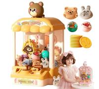 Générique Children’s Cute Animal Claw Machine with 10 Dolls and 10 Capsules,Mini Vending Machine with Sound, Sensory Hand-Eye Coordination,Play-Based Learning for Gifts (Yellow)