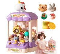 Générique Children’s Cute Animal Claw Machine with 10 Dolls and 10 Capsules,Mini Vending Machine with Sound, Sensory Hand-Eye Coordination,Play-Based Learning for Gifts (Purple)