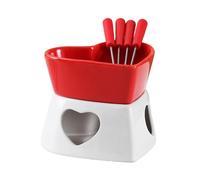Générique Chocolate Fondue Cup | Heat-Resistant Non-Stick Warmer | Ceramic Fondue Mug Set with 4 Forks | for Cheese Marshmallow Dipping Dessert Beverage Dinner Wedding Party Birthday
