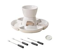 Générique Chocolate Fondue Kit | 25.3x25.3x12cm Time-Saving Melt Hot Pot Bowl Set with Fork and Tray Ceramic,Efficient and Handy Candle Heating Chocolate Melting Pot Kit for Movie, Game Night