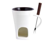 Générique Chocolate Fondue Mug with Fork,Sweet Melting Cup with Tealights,Ceramic Butter Warmers Pot Set,Personal Cheese Melting Cup,Ideal Gift for Date Nights Birthdays Anniversary Weddings (White)