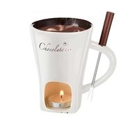 Générique Chocolate Melting Cup, Christmas Chocolate Fondue Mug with Fork and Candle, Mini Ceramic Fondue Cup for Melting Chocolates/Cheese Desserts (White)