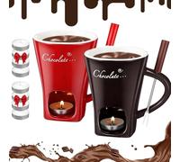 Générique Chocolate Melting Cup, Fondue Cup - Date Night & More Sweet time, Chocolate Fondue Mug Set with Forks (Black+Red)