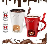 Générique Chocolate Melting Cup, Fondue Cup - Date Night & More Sweet time, Chocolate Fondue Mug Set with Forks for Snack Candy Party and Birthday Festival Gifts (White+Red)