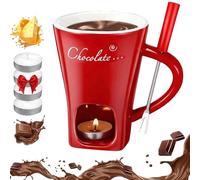 Générique Chocolate Melting Cup, Fondue Cup - Date Night & More Sweet Time, Chocolate Fondue Mug Set with Forks for Snack Candy Party and Birthday (Red)