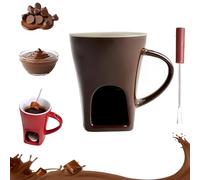 Générique Chocolate Melting Cup Set with Fork,Ceramic Chocolate Melting Cup,Mini Fondue Cups Set,Choco Melt Mugs,Sweet Fondue Cups for Date Night and More,for Choco Cheese & Desserts (Brown)
