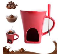 Générique Chocolate Melting Cup Set with Fork,Ceramic Chocolate Melting Cup,Mini Fondue Cups Set,Choco Melt Mugs,Sweet Fondue Cups for Date Night and More,for Choco Cheese & Desserts (Red)