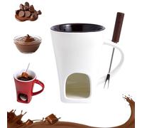 Générique Chocolate Melting Cup Set with Fork,Ceramic Chocolate Melting Cup,Mini Fondue Cups Set,Choco Melt Mugs,Sweet Fondue Cups for Date Night and More,for Choco Cheese & Desserts (White)