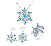 Générique Choisissez Ensembles Rouillés ensemble fleur de flocon de neige pour les femmes d'oreilles bagues ensembles de collier ensembles de bijoux Petits Ensembles Verts Verts (Blue, 7)