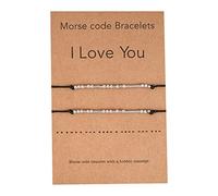 Générique Choix Rose Anneaux T'aime Mignon Pour Petite Perles En Acier Inoxydable Tissé À La Main Carte Couple Bracelet Décoration À La Main Et Naturelle Rose Bijoux (Khaki, One Size)