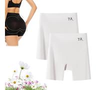 Générique Choosemuc Underwear, Choosemuc Ice Silk Panties, Women High-Waist & Butt-Lifting Invisible Sealmless Ice Silk Panties (White,2pcs,TTG)
