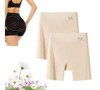 Générique Choosemuc Underwear, Choosemuc Ice Silk Panties, Women High-Waist & Butt-Lifting Invisible Sealmless Ice Silk Panties (Beige,2pcs,TG)