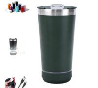 Générique Chope à bière 2-en-1 avec audio Bluetooth et décapsuleur, mugs de voyage musicaux avec lumières LED, dotés d'une enceinte Bluetooth amovible, pour les fêtes (#A)