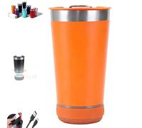 Générique Chope à bière 2-en-1 avec audio Bluetooth et décapsuleur, mugs de voyage musicaux avec lumières LED, dotés d'une enceinte Bluetooth amovible, pour les fêtes (#B)