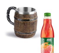 Générique Chope À Bière | Tasse À Whisky 450ml En Acier Inoxydable Et Bois Fait Main | Tase Vintage Multifonction Pour Bières Café Cocktail | Idée Cadeau Originale Pour Maison Bar Anniversaire Fête