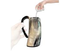 Générique Chopin Corne De - Bois Et Corne 11-15 Cm | Cõrne À Bière Authentique Rustique | Tasse À Eau Chope Avec Poignée | Verre Style Médiéval Pour Boissons Et Décoration Maison